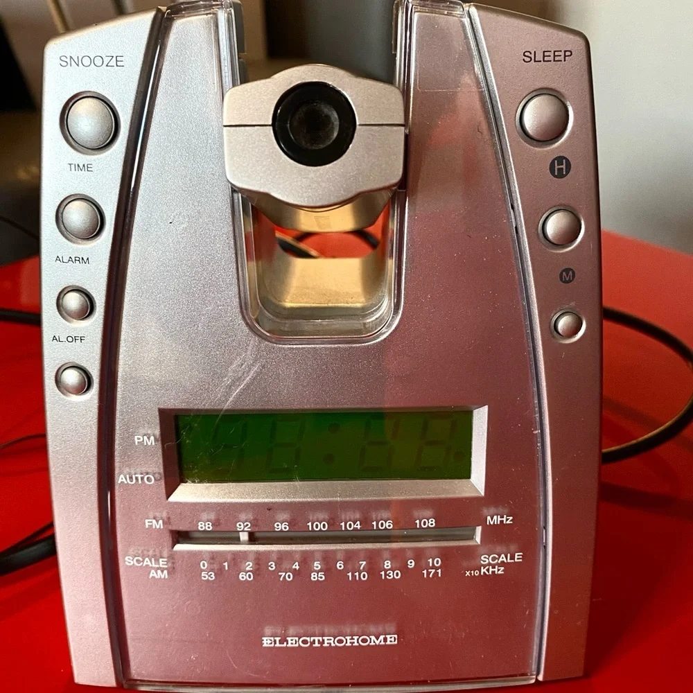 Silver Electrohome Alarm Clock Radio Projects Time on the Wall - Picture 2 of 11